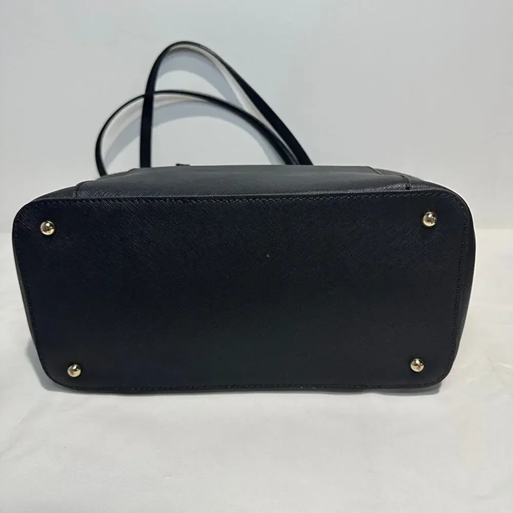 Karl Lagerfeld Black Saffiano Leather Tote Handbag Purse - Adjustable Straps - Picture 5 of 12